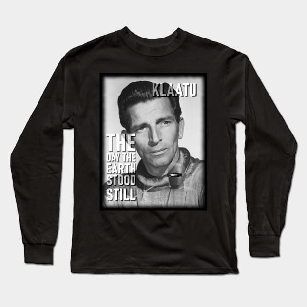 Michael Rennie As Klaatu - The Day the Earth Stood Still. Long Sleeve T-Shirt by OriginalDarkPoetry